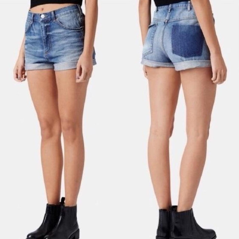 Topshop Moto Rosa Mid-waist Mom shorts